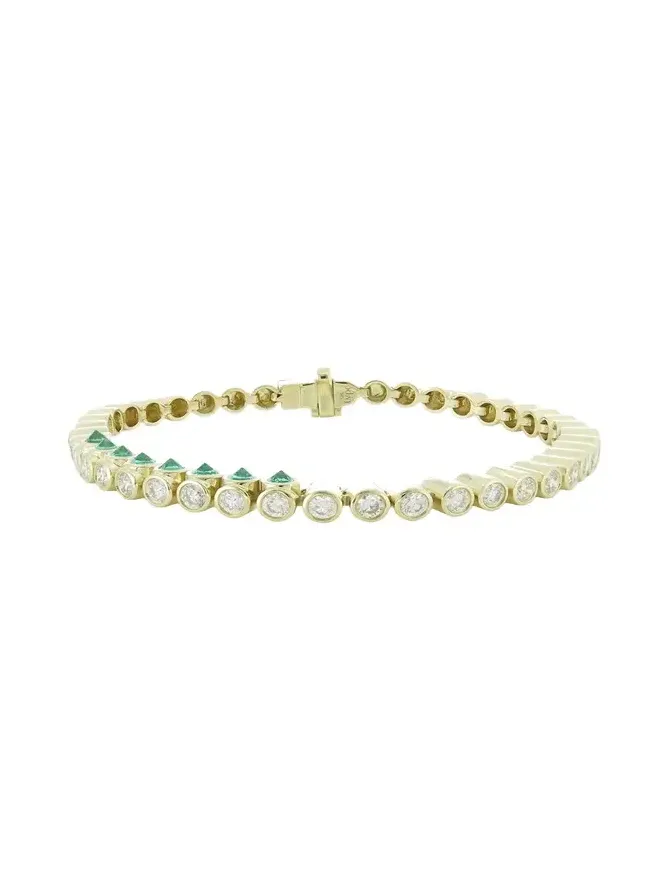 TUBBO SIDEWAY Emerald and Diamond Tennis Bracelet TUBBO SIDEWAY Emerald and Diamond Tennis Bracelet