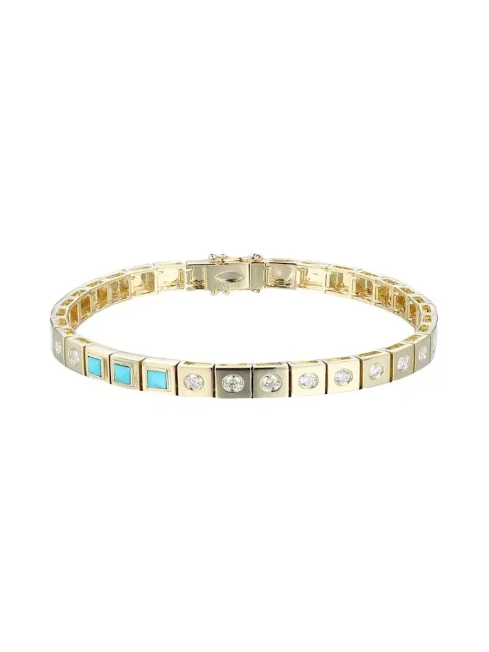 LEGGO ID Turquoise and Diamond Tennis Bracelet