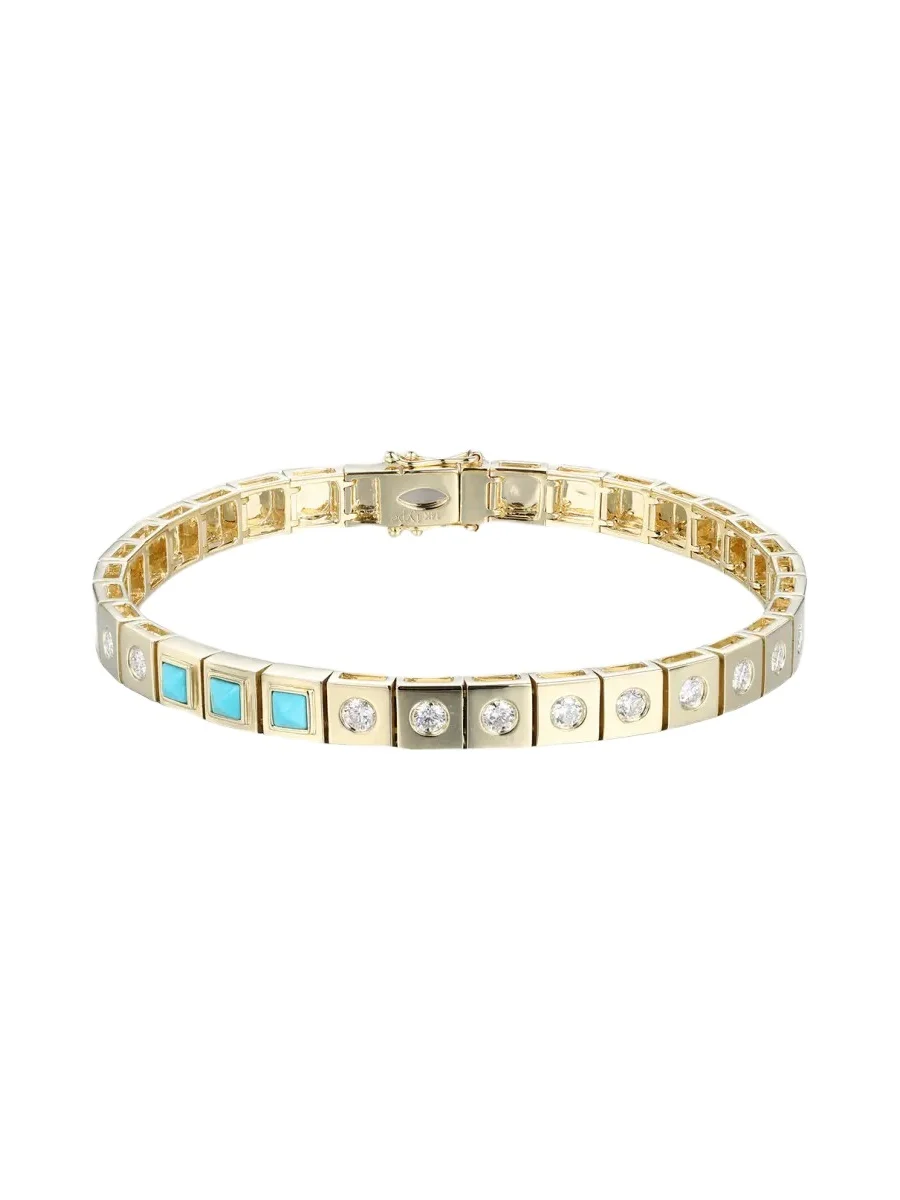 LEGGO ID Turquoise and Diamond Tennis Bracelet