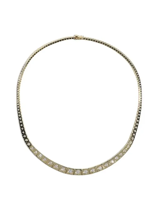 14K Yellow Gold LEGGO Riviere Diamond Tennis Necklace, 15"L 14K Yellow Gold LEGGO Riviere Diamond Tennis Necklace, 15"L