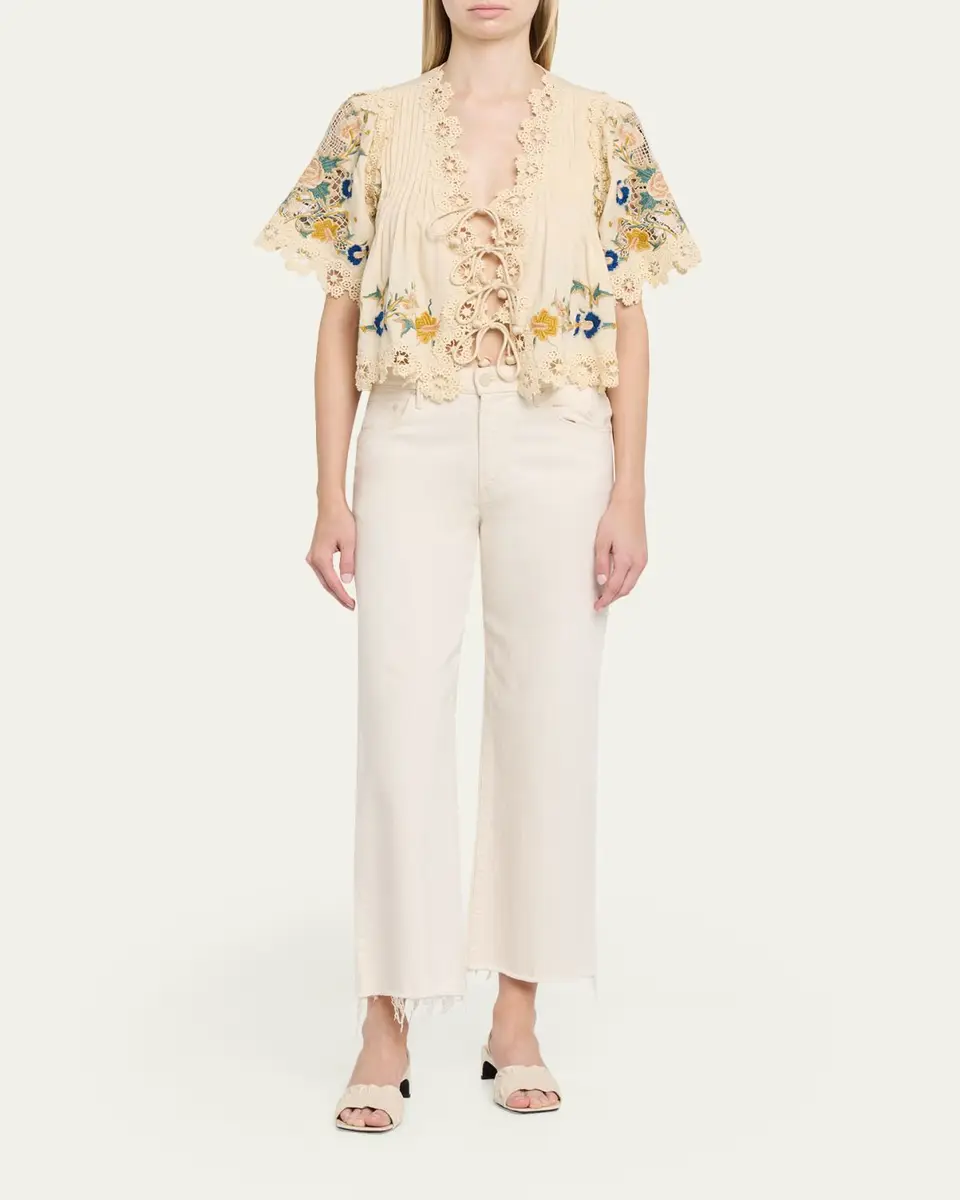 Sea Adonna Embroidered Tie-Front Top | Thumbnail 2 Sea Adonna Embroidered Tie-Front Top | Thumbnail 2