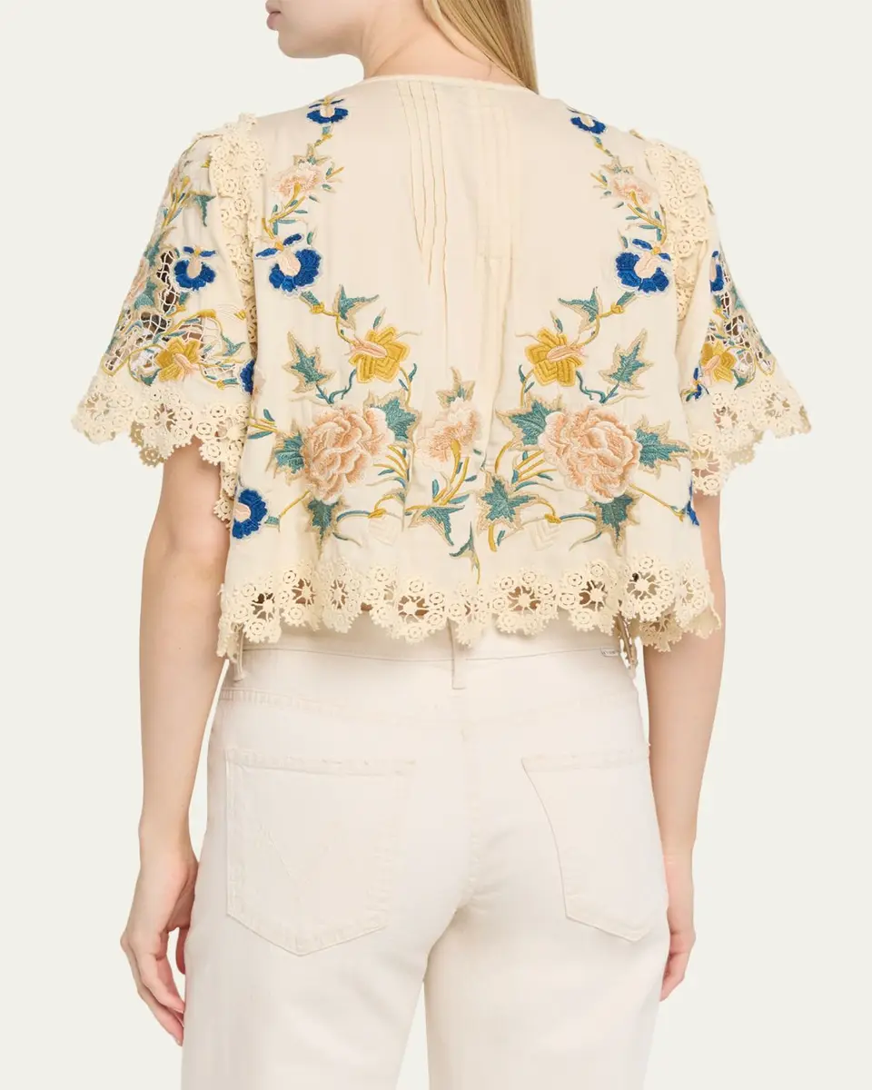 Sea Adonna Embroidered Tie-Front Top | Thumbnail 3 Sea Adonna Embroidered Tie-Front Top | Thumbnail 3