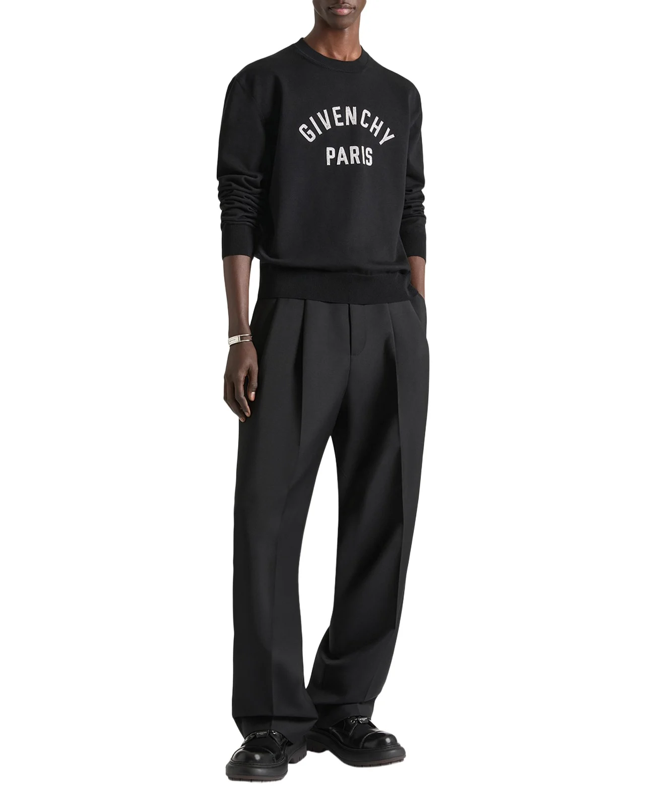 Givenchy Men's Embroidered Logo Cotton Crewneck Sweater