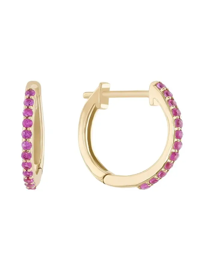 Mini Pink Sapphire Huggie Earrings Mini Pink Sapphire Huggie Earrings