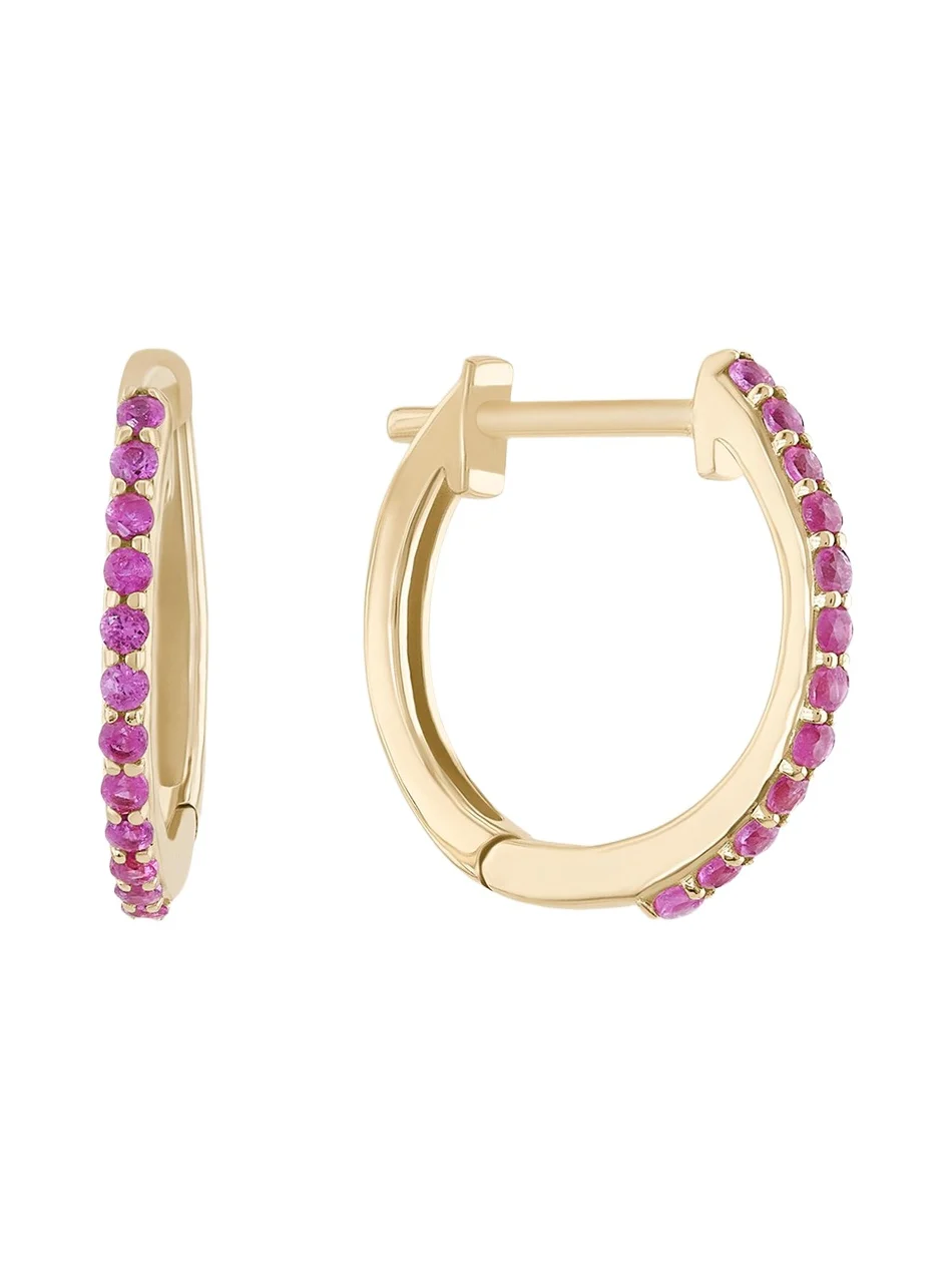Mini Pink Sapphire Huggie Earrings Mini Pink Sapphire Huggie Earrings