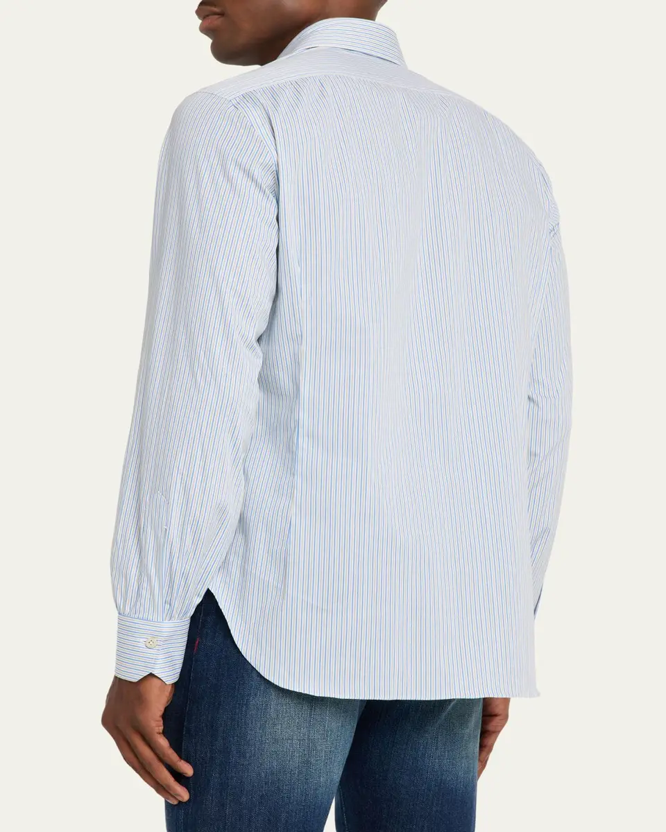 Kiton Men's Cotton Stretch Multi-Stripe Sport Shirt | Thumbnail 3 Kiton Men's Cotton Stretch Multi-Stripe Sport Shirt | Thumbnail 3
