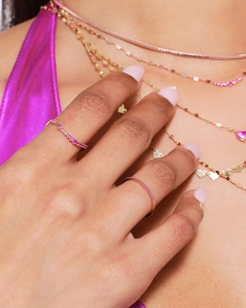 Lana Thin Pink Sapphire Stack Ring | Thumbnail 2 Lana Thin Pink Sapphire Stack Ring | Thumbnail 2