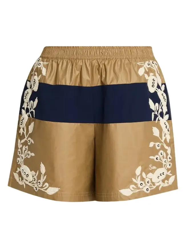Georgie Embroidered Pull-On Shorts