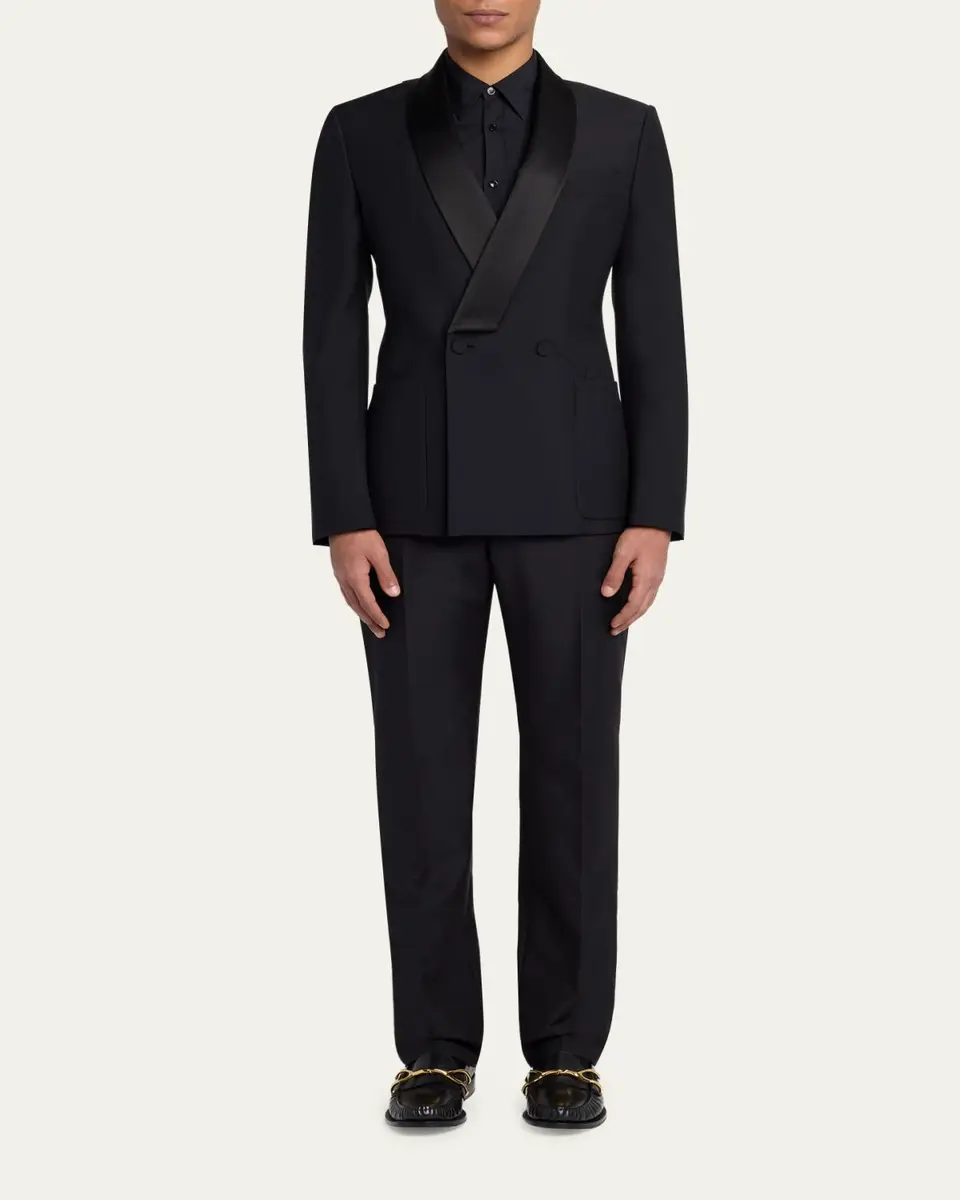 Alexander McQueen Men's Waist-Tab Straight Fit Flat-Front Trousers | Thumbnail 2