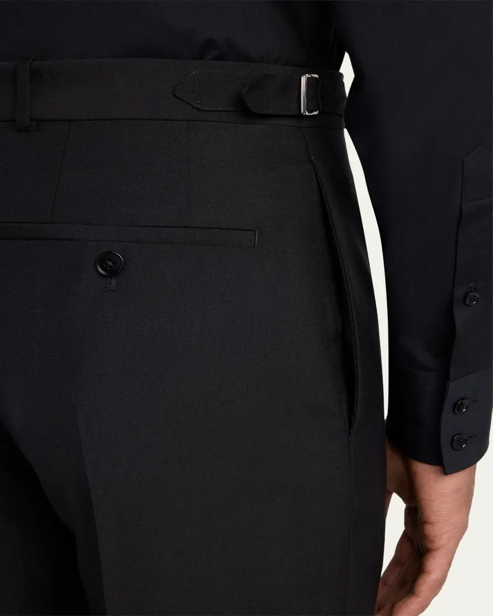 Alexander McQueen Men's Waist-Tab Straight Fit Flat-Front Trousers | Thumbnail 5