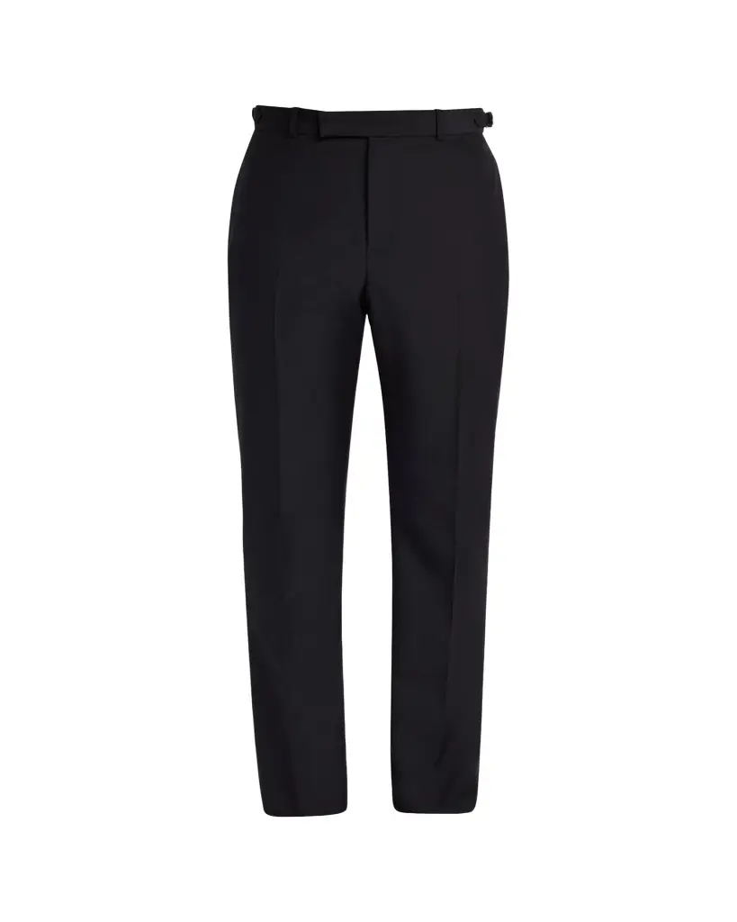 Alexander McQueen Men's Waist-Tab Straight Fit Flat-Front Trousers | Image 1 Alexander McQueen Men's Waist-Tab Straight Fit Flat-Front Trousers | Image 1