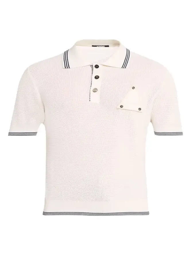 Jacquemus Men's Silk and Cotton Mesh Polo Shirt