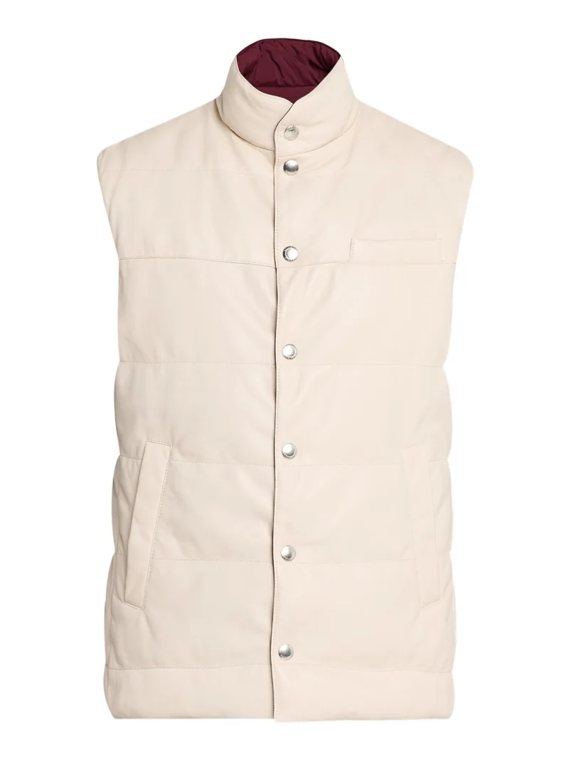 Brunello Cucinelli Men's Reversible Leather and Nylon Quilted Vest