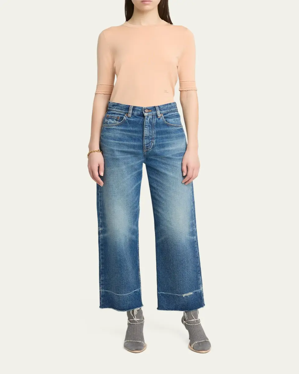 Chloé Mid-Rise Straight-Leg Raw-Hem Ankle Jeans | Thumbnail 2
