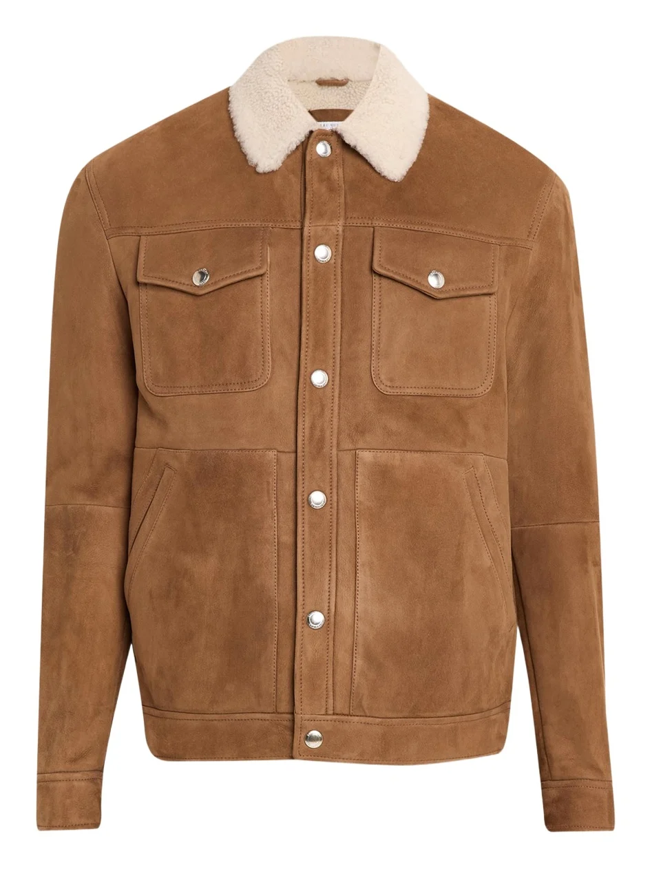 Brunello Cucinelli Men's Shearling-Collar Suede Snap Front Jacket