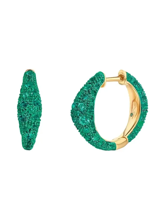 18K Emerald Bahia Hoop Earrings 18K Emerald Bahia Hoop Earrings