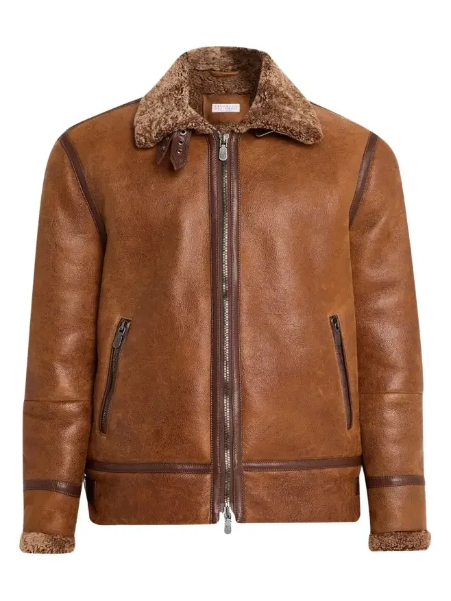 Brunello Cucinelli Men's B3 Pilot Shearling Aviator Jacket