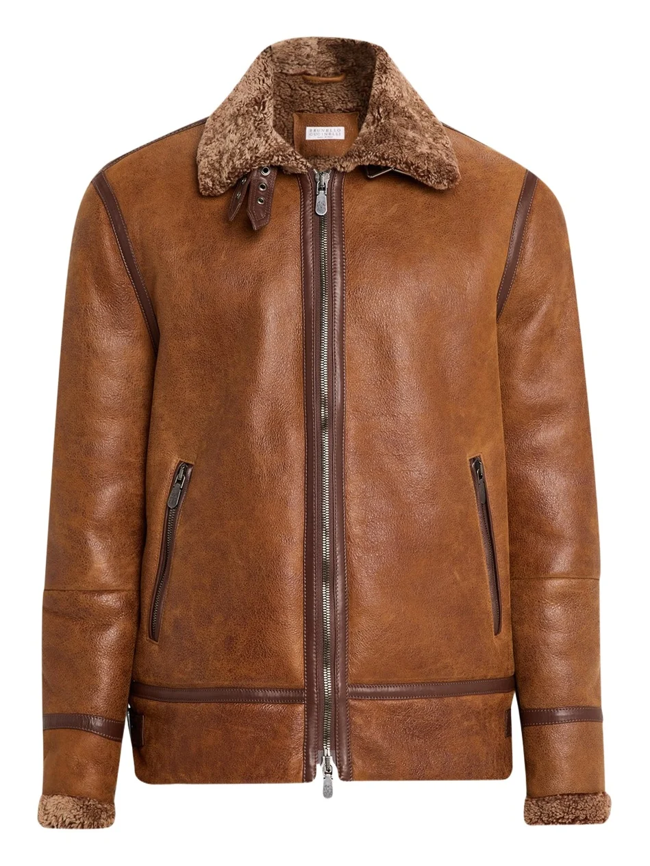 Brunello Cucinelli Men's B3 Pilot Shearling Aviator Jacket