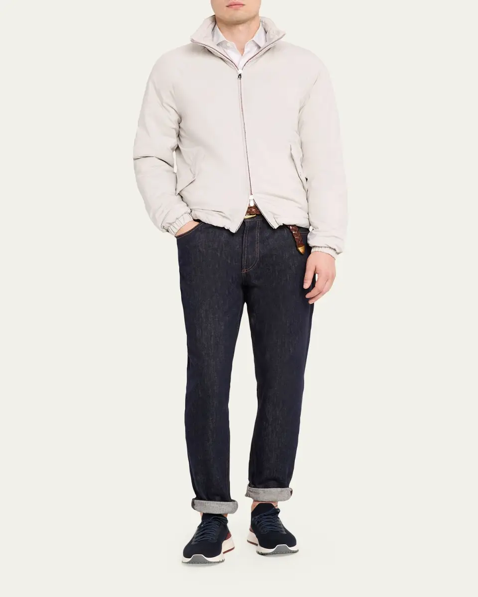 Brunello Cucinelli Men's Thermor Stand Collar Full-Zip Jacket | Thumbnail 2 Brunello Cucinelli Men's Thermor Stand Collar Full-Zip Jacket | Thumbnail 2