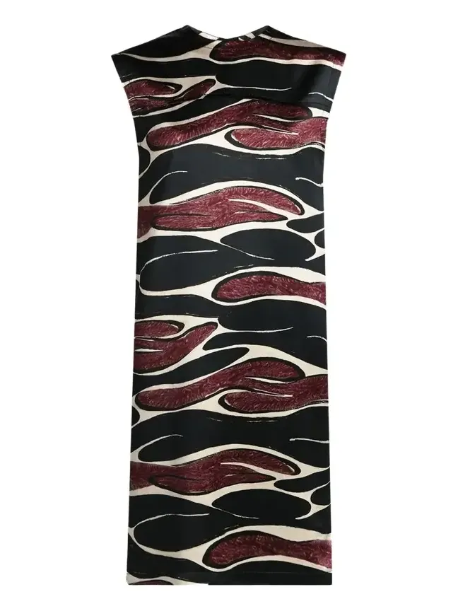 Abstract Wave Sleeveless Midi Dress Abstract Wave Sleeveless Midi Dress