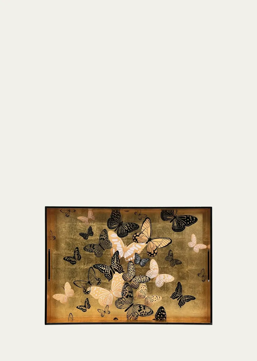 Nomi K Gold Butterfly Lacquer Rectangular Tray | Thumbnail 2 Nomi K Gold Butterfly Lacquer Rectangular Tray | Thumbnail 2