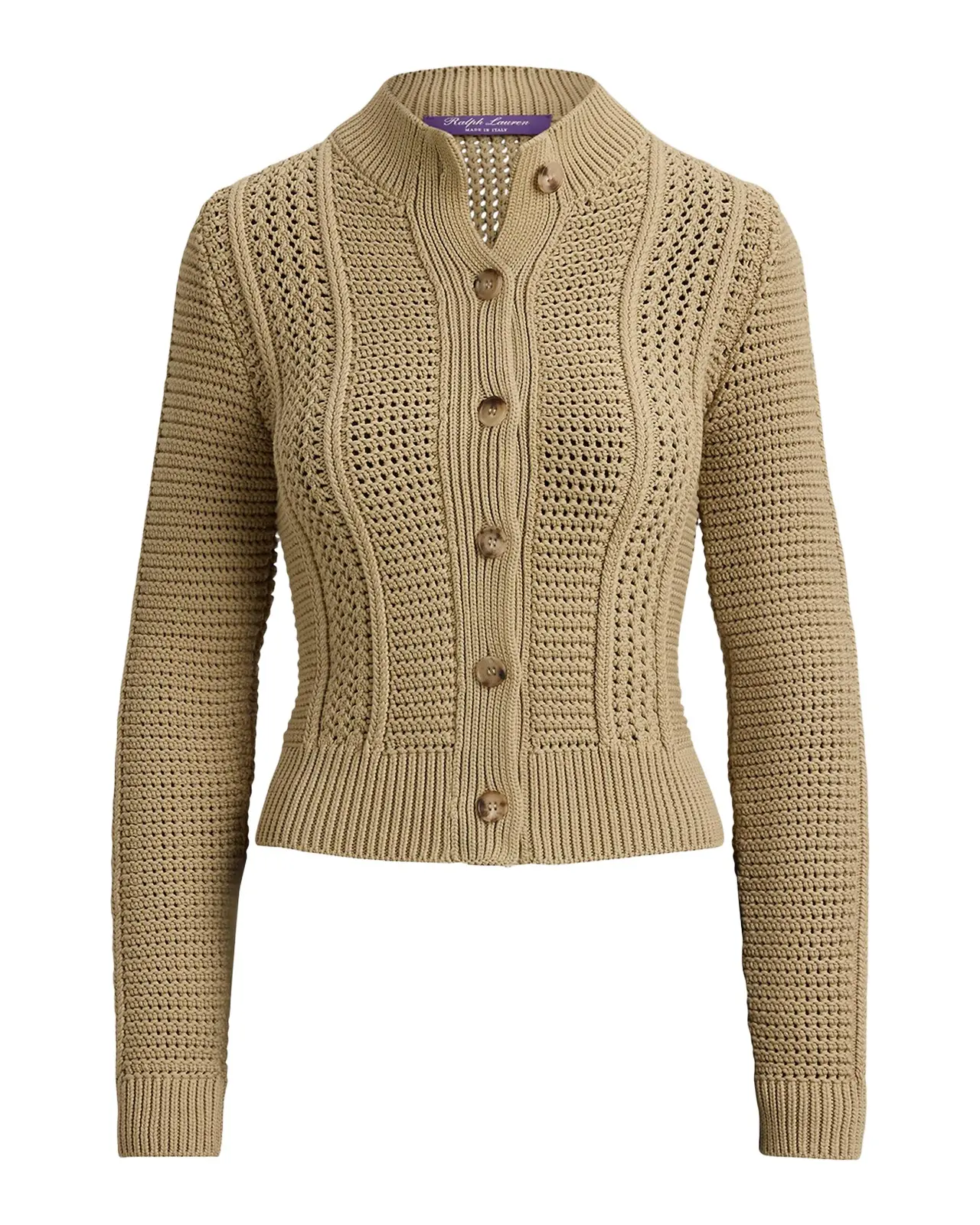 Cotton-Blend Mockneck Cardigan Cotton-Blend Mockneck Cardigan