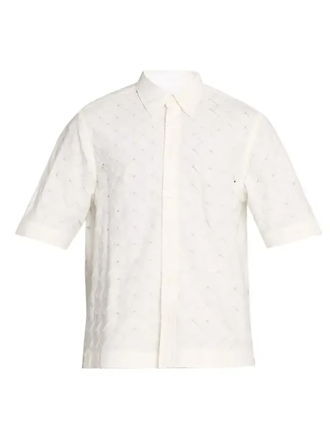 Men's Poplin Intrecciato Short-Sleeve Shirt Men's Poplin Intrecciato Short-Sleeve Shirt