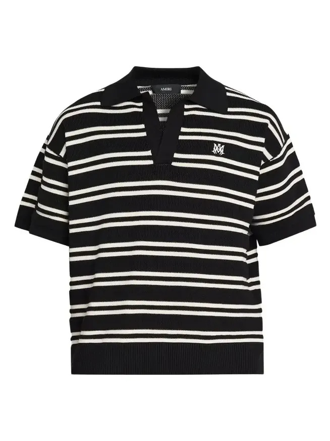 Men's Rib-Knit Stripe Johnny Collar Polo Shirt Men's Rib-Knit Stripe Johnny Collar Polo Shirt