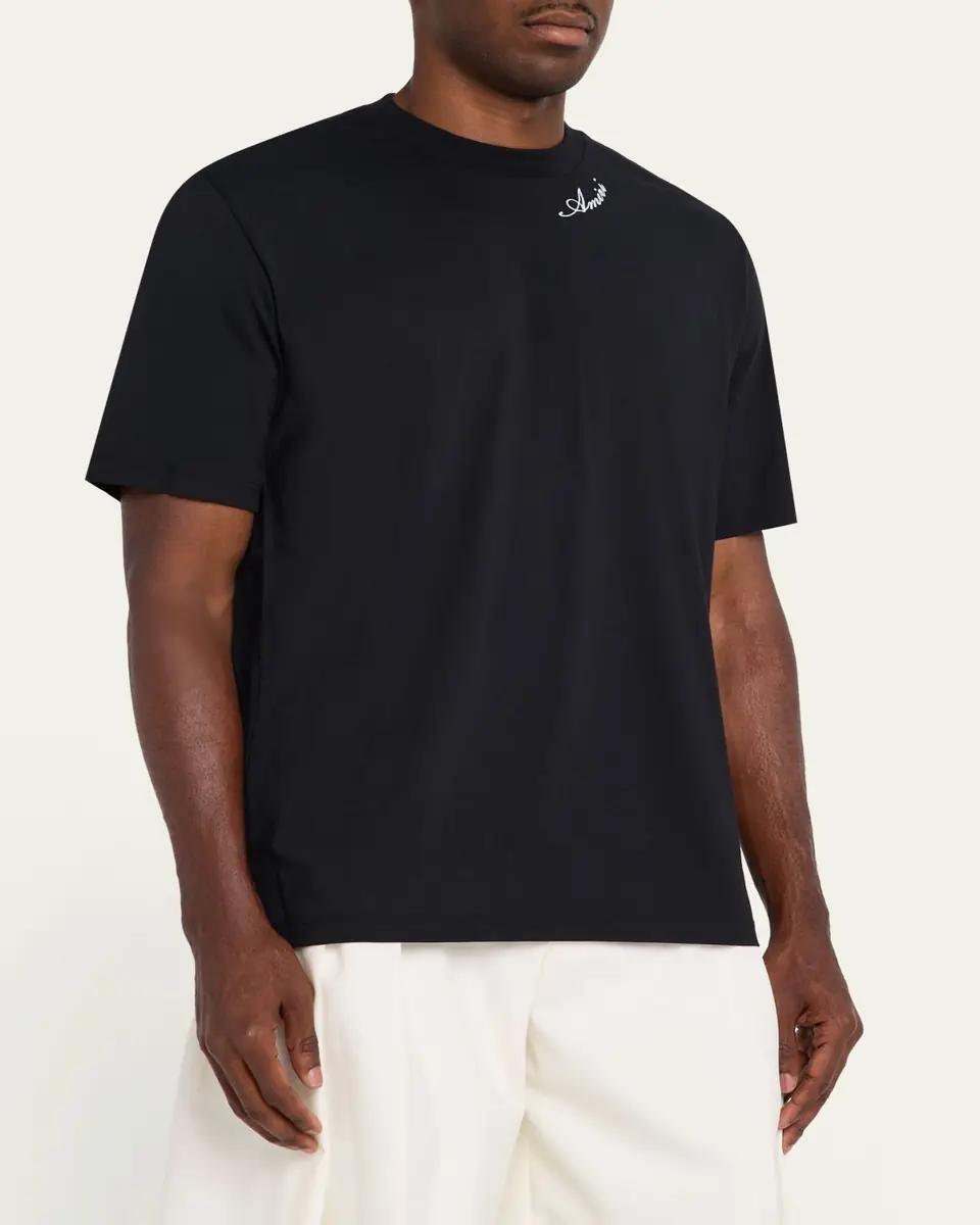 AMIRI Men's Cotton and Modal Logo-Crewneck T-Shirt | Thumbnail 4