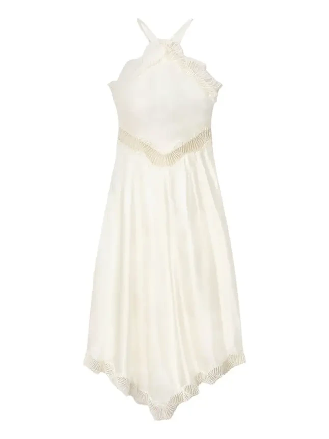 Lucia Satin & Lace Midi Dress