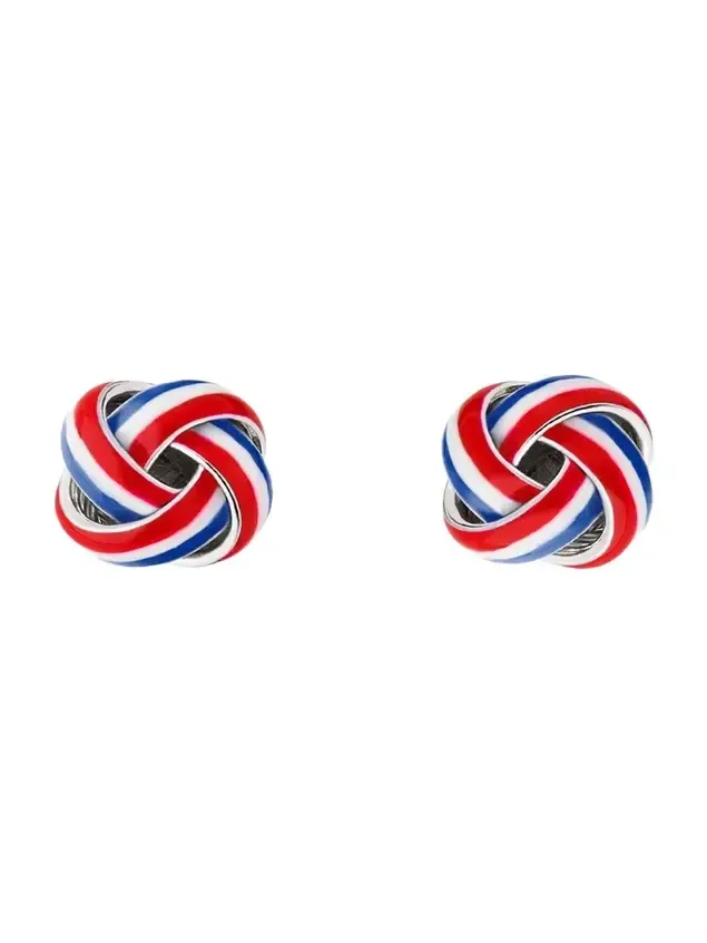 Jan Leslie Men's Sterling Silver Enamel Knot Cufflinks