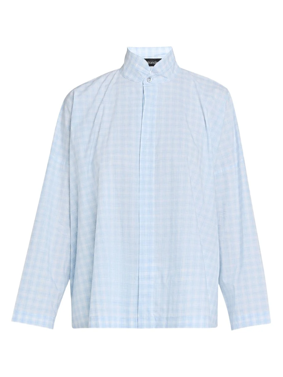 Triple-Plaid Cotton Wide Longer Back Shirt Jacket Triple-Plaid Cotton Wide Longer Back Shirt Jacket