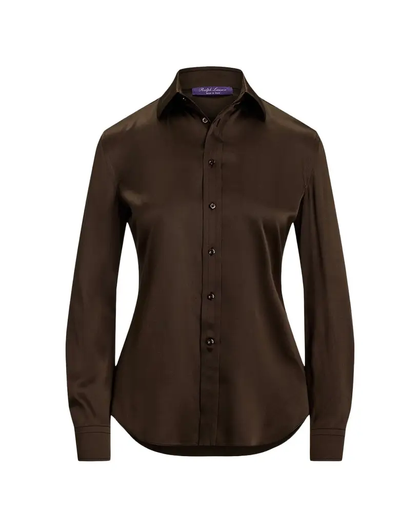 Ralph Lauren Collection Silk Classic Button-Down Shirt | Image 1 Ralph Lauren Collection Silk Classic Button-Down Shirt | Image 1