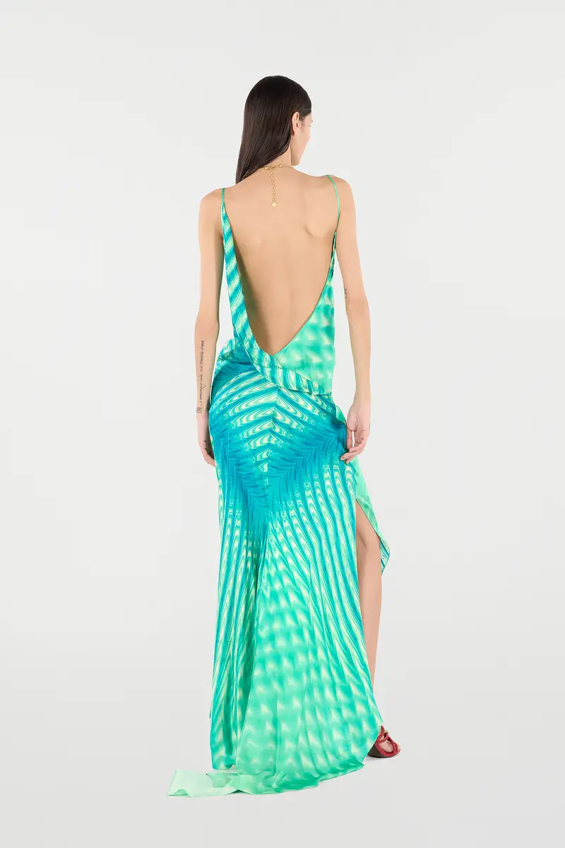 Roberto Cavalli Dress With Optical glass Print And Necklace | Thumbnail 3