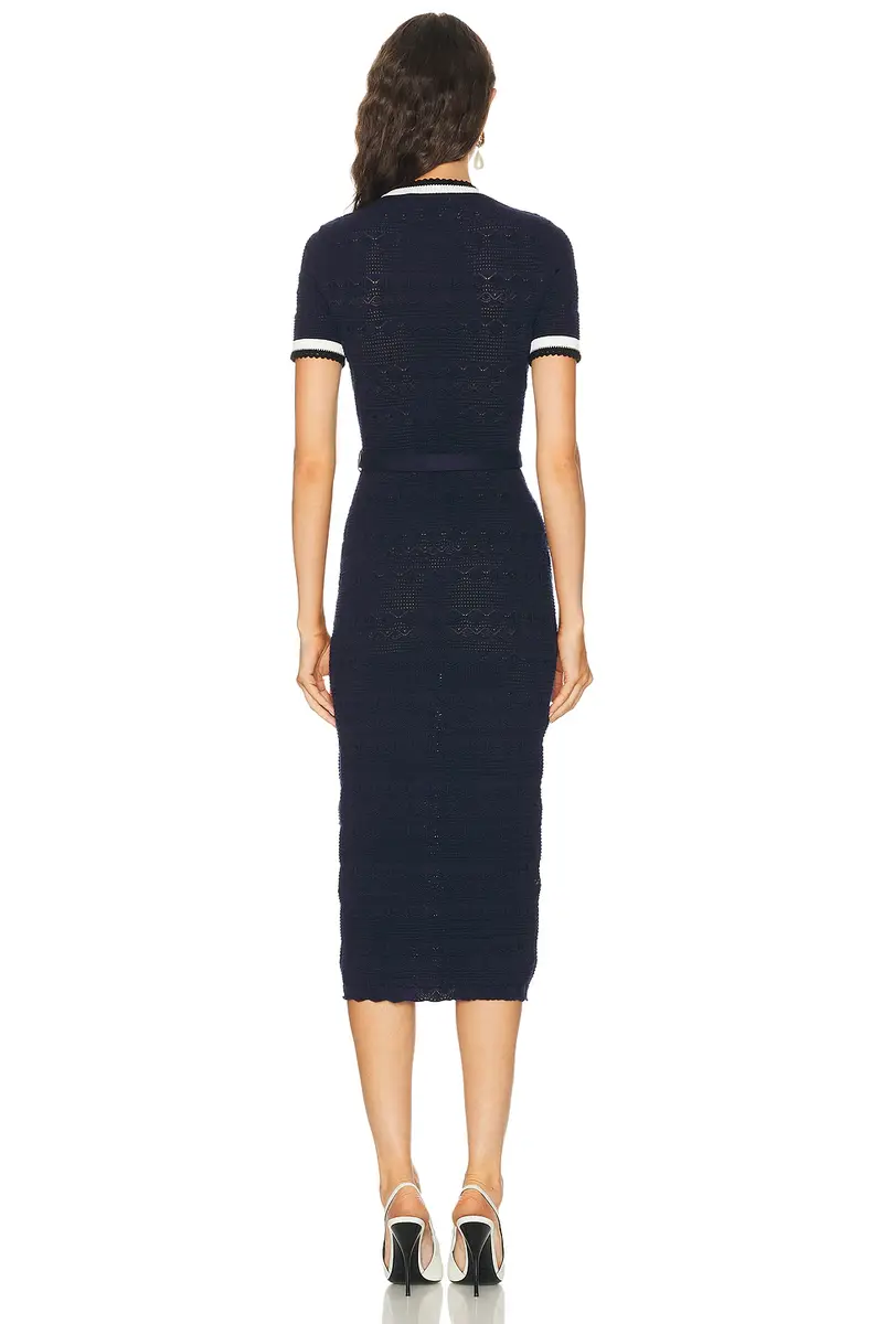 Self-Portrait Pointelle Knit Midi Dress | Thumbnail 3 Self-Portrait Pointelle Knit Midi Dress | Thumbnail 3