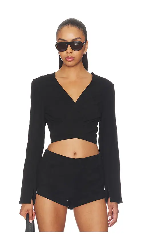 Understated Leather x REVOLVE Long Sleeve Wrap Top | Image 1 Understated Leather x REVOLVE Long Sleeve Wrap Top | Image 1