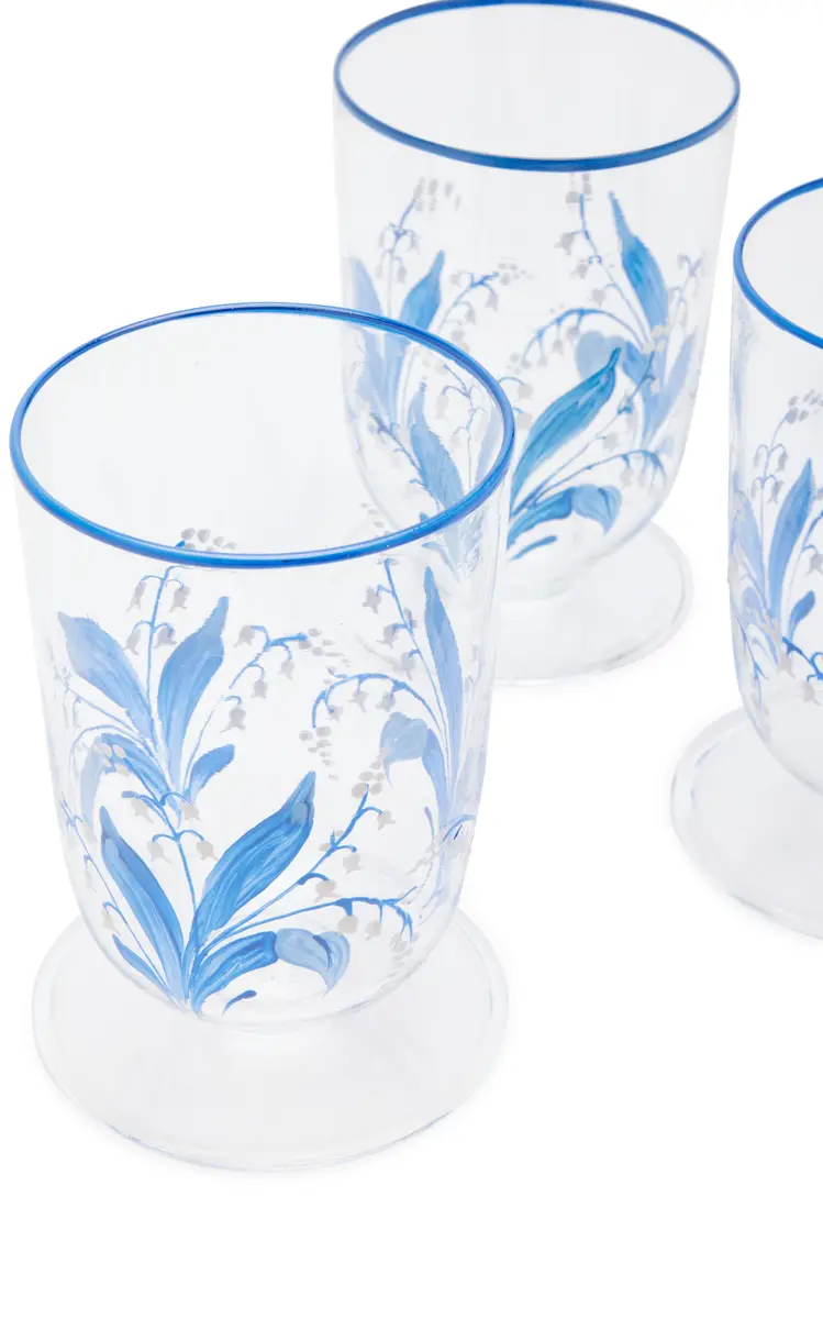 Moda Domus Hand-Painted Lily of The Valley Footed Glass Tumbler | Thumbnail 2 Moda Domus Hand-Painted Lily of The Valley Footed Glass Tumbler | Thumbnail 2