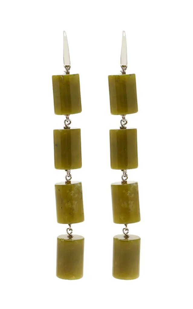 Le Sundial Edith Sterling Silver Jade Earrings