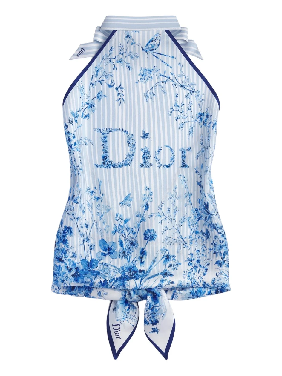 Dior Dioriviera Toile de Jouy Floral Garden Dior Silk Top