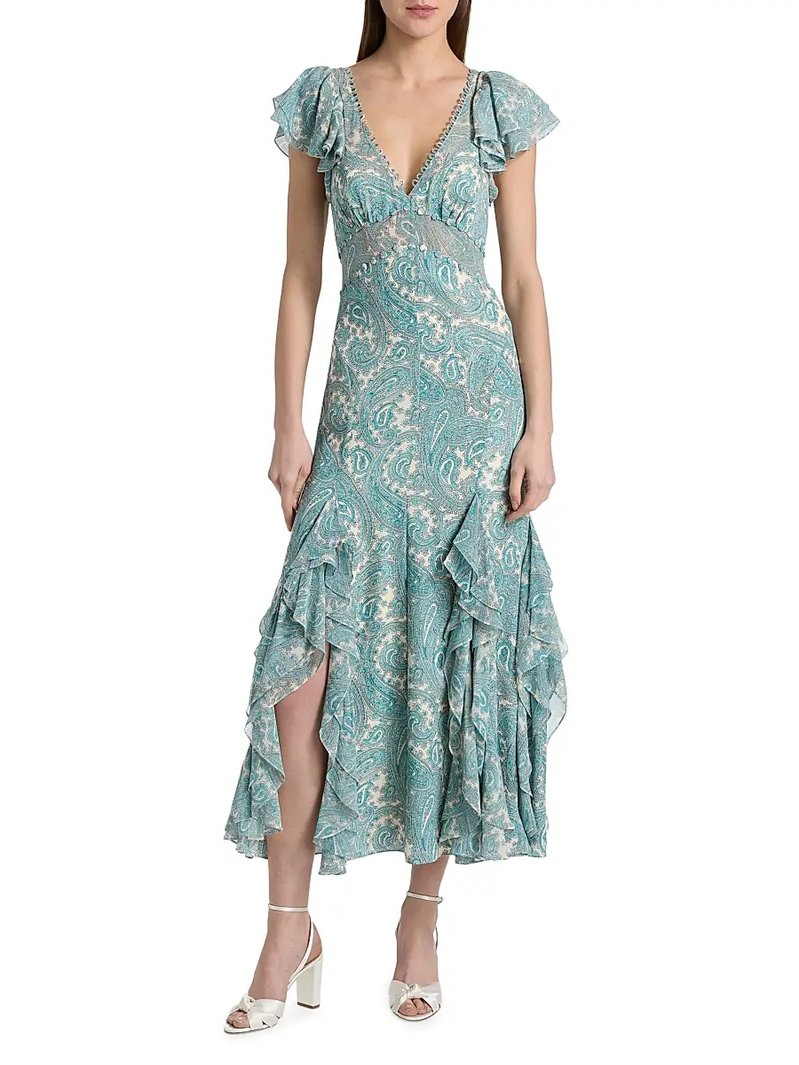 Cinq à Sept Women's Hendrix Paisley A-Line Midi-Dress | Thumbnail 3 Cinq à Sept Women's Hendrix Paisley A-Line Midi-Dress | Thumbnail 3