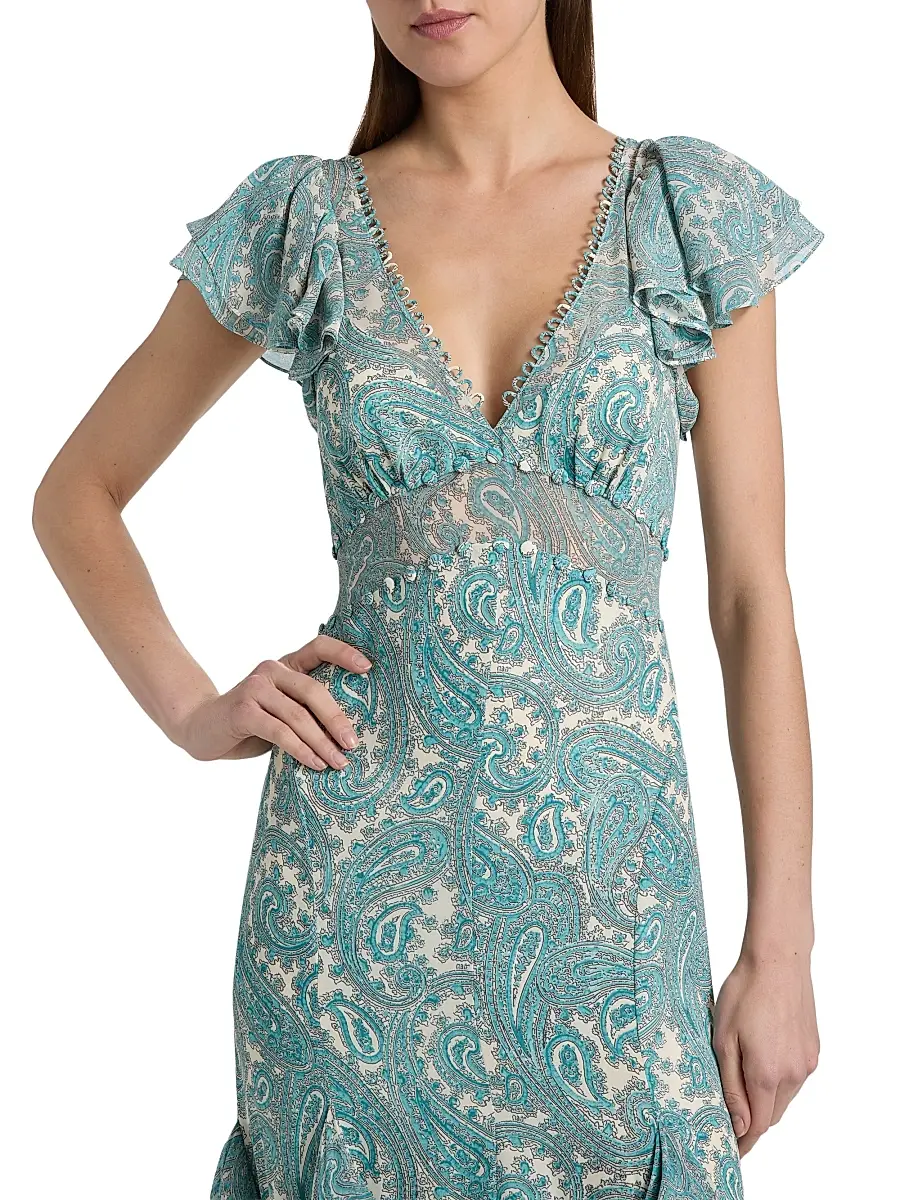 Cinq à Sept Women's Hendrix Paisley A-Line Midi-Dress | Thumbnail 6 Cinq à Sept Women's Hendrix Paisley A-Line Midi-Dress | Thumbnail 6