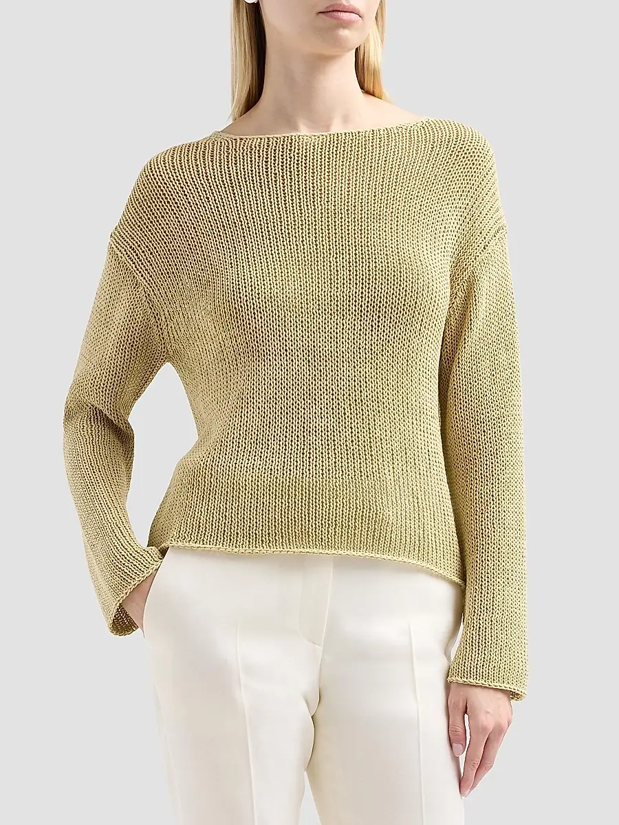 Vince Women's Coated Stretch-Cotton Knit Sweater | Thumbnail 4 Vince Women's Coated Stretch-Cotton Knit Sweater | Thumbnail 4