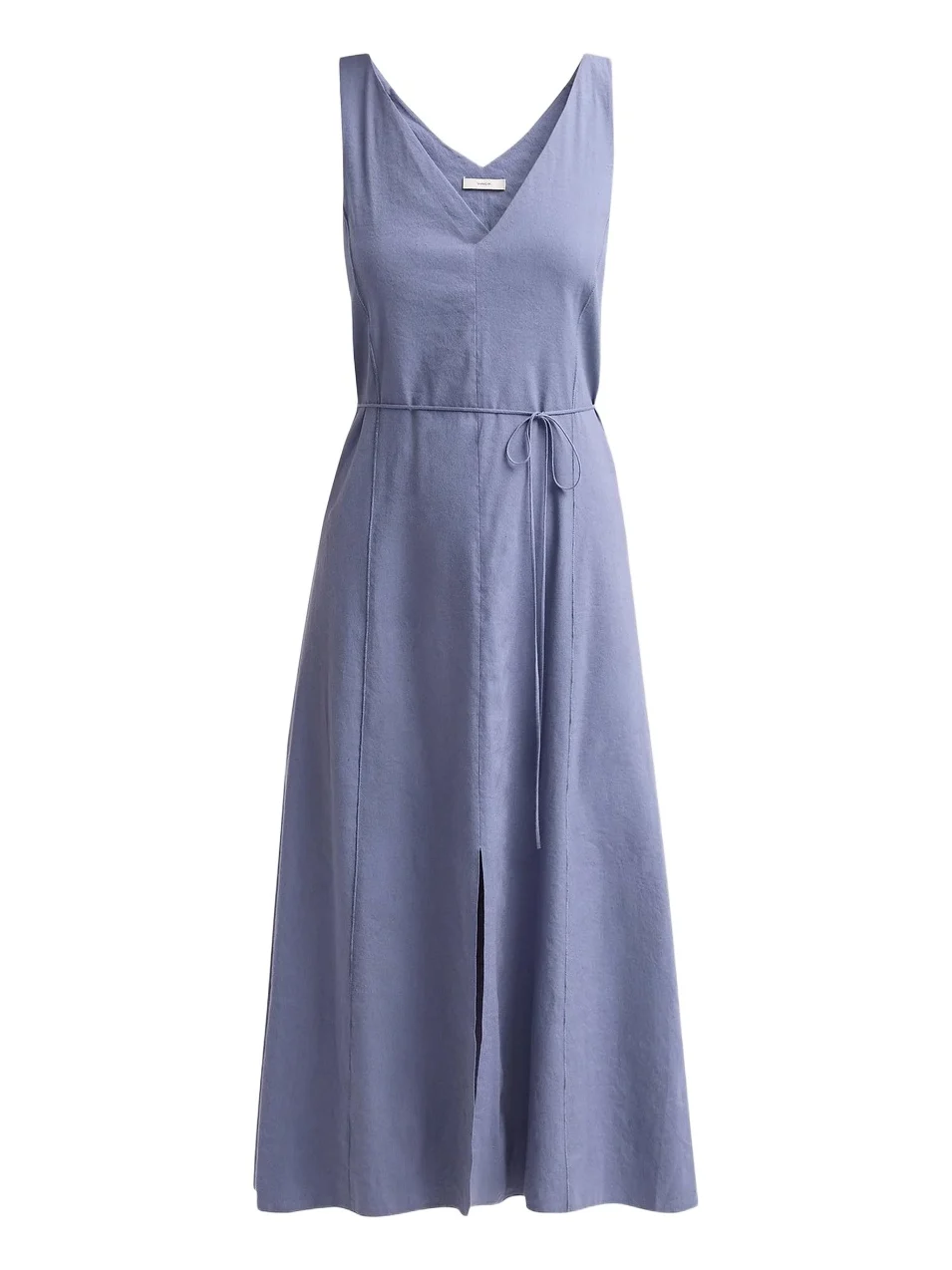 Women's V-Neck Linen-Blend Sleeveless Midi-Dress