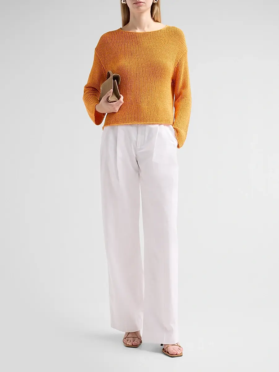 Vince Women's Coated Stretch-Cotton Knit Sweater | Thumbnail 2 Vince Women's Coated Stretch-Cotton Knit Sweater | Thumbnail 2