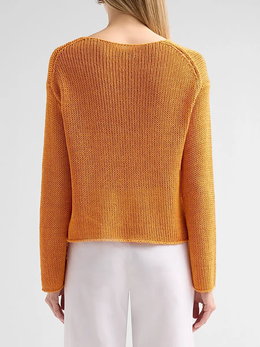 Vince Women's Coated Stretch-Cotton Knit Sweater | Thumbnail 3 Vince Women's Coated Stretch-Cotton Knit Sweater | Thumbnail 3