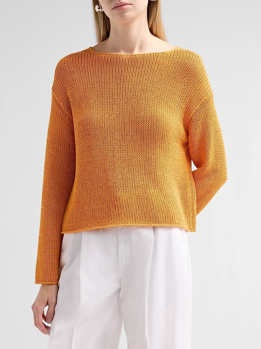 Vince Women's Coated Stretch-Cotton Knit Sweater | Thumbnail 4 Vince Women's Coated Stretch-Cotton Knit Sweater | Thumbnail 4