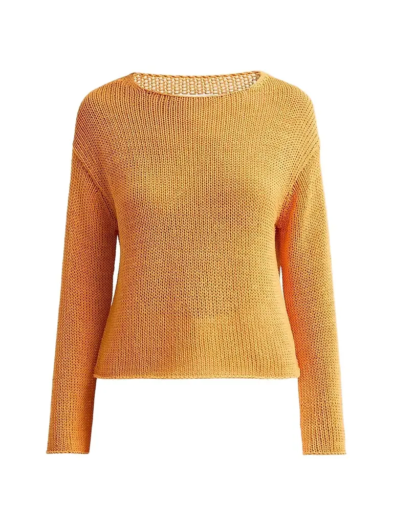 Vince Women's Coated Stretch-Cotton Knit Sweater - Tangerine - Size XS | Image 1 Vince Women's Coated Stretch-Cotton Knit Sweater - Tangerine - Size XS | Image 1