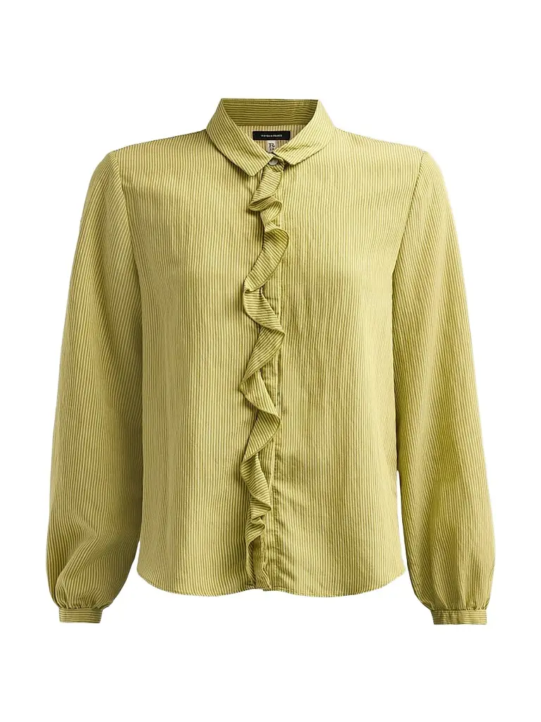 R13 Women's Pinstriped Ruffle Blouse | Image 1 R13 Women's Pinstriped Ruffle Blouse | Image 1