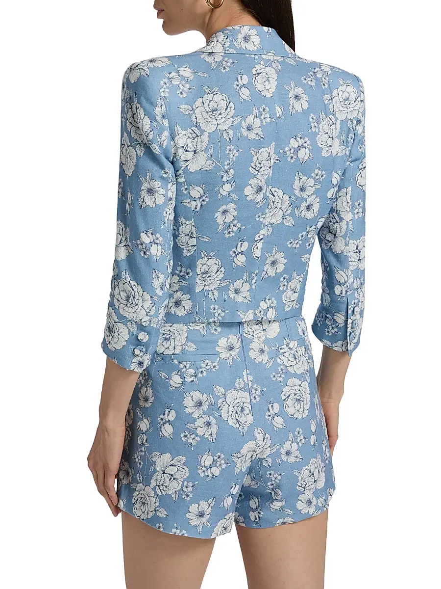 Generation Love Women's Emmeline Floral Linen Crop Blazer | Thumbnail 5 Generation Love Women's Emmeline Floral Linen Crop Blazer | Thumbnail 5