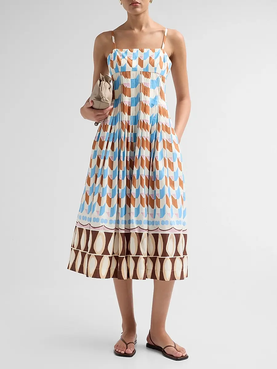 Cara Cara Women's Sea Island Geometric Cotton Midi Dress | Thumbnail 2 Cara Cara Women's Sea Island Geometric Cotton Midi Dress | Thumbnail 2